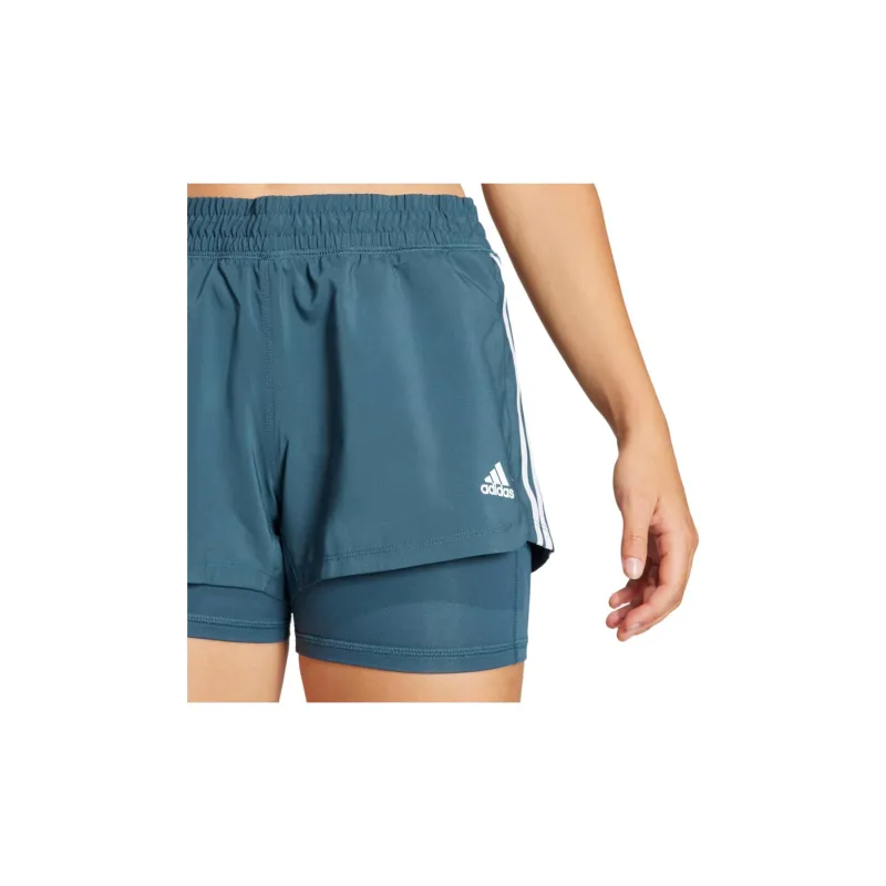 Adidas PACER 3-STRIPES WOVEN TWO-IN-ONE SHORTS Casual Shorts Women's Arctic Night/White-4