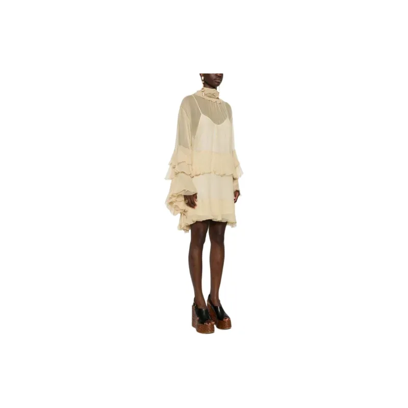 Chloé Semi Sheer Ruched Dress-4