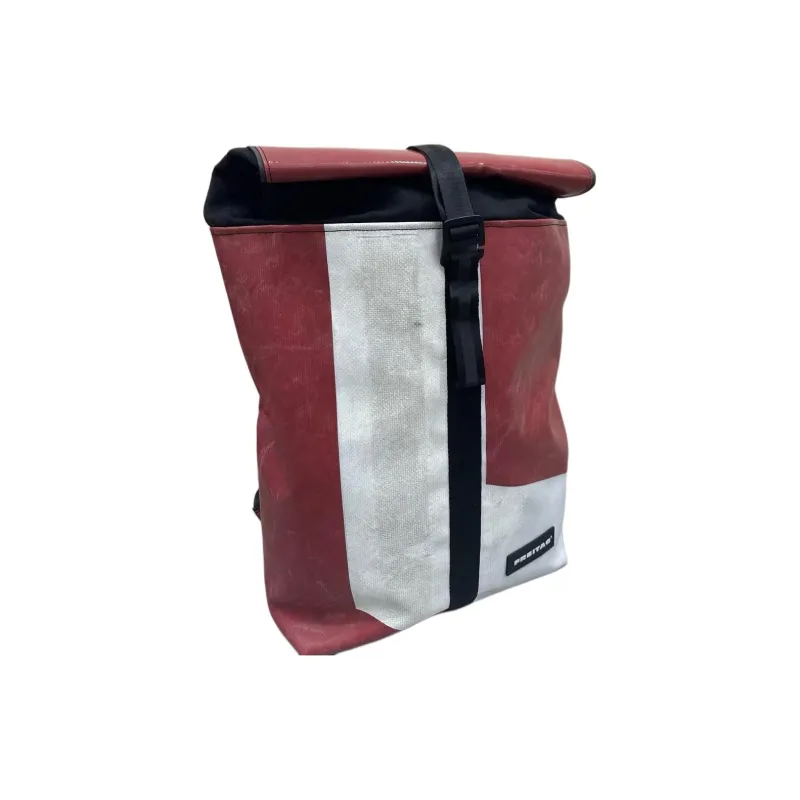 FREITAG PVC Polyvinyl Chloride Backpack Travel Bag Backpack Large Size Unisex White & Red-1