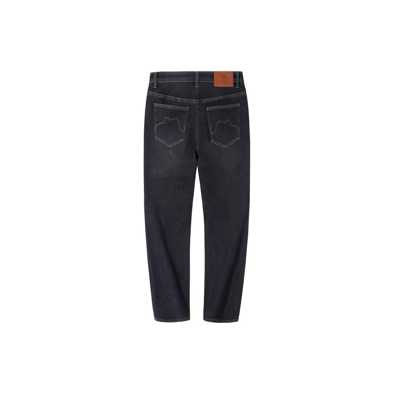 CAMEL Fleece Lined Warm Cotton Feel Stretch Washable Casual Long Silver Fox Denim Denim Men's-1