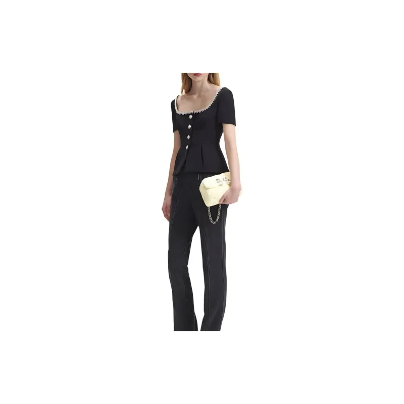 Self portrait Chiffon Shirts Women's Black-1
