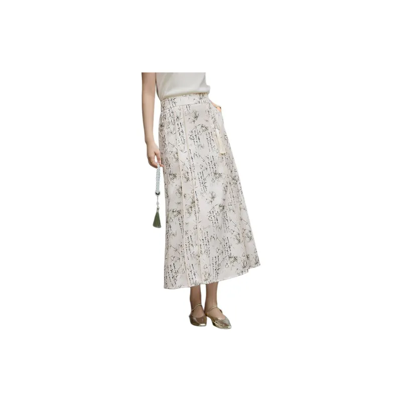 XWI Casual Long Skirts Women's Beige Base Print-2