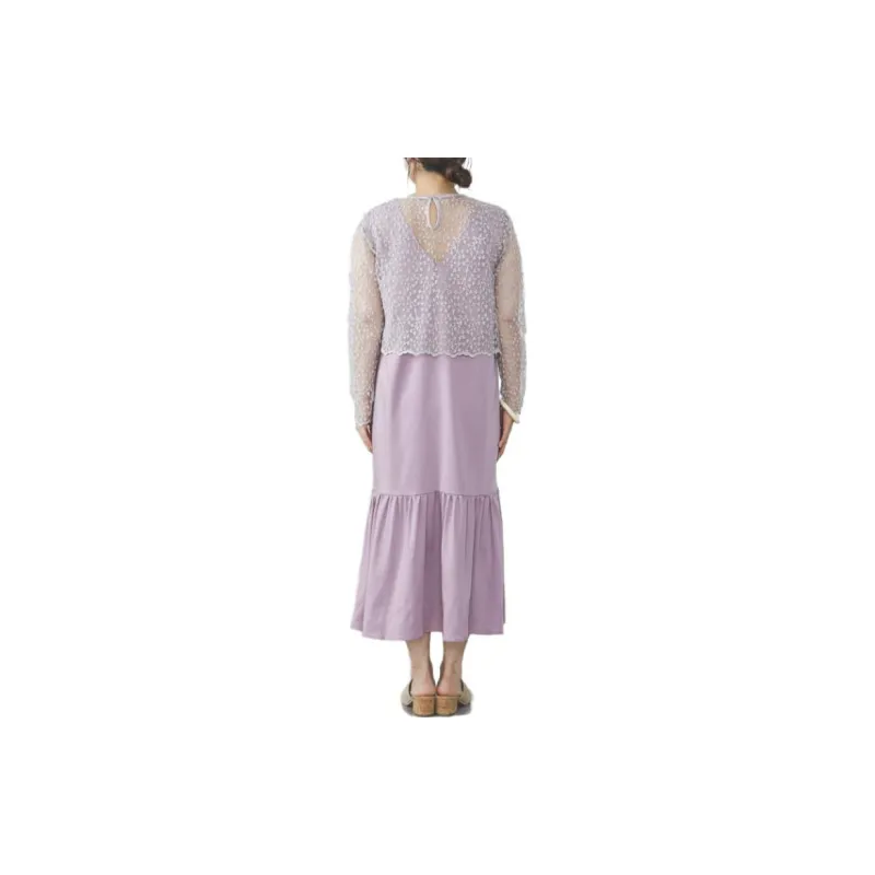 Beams Long Sleeved Dresses Women's Light Purple-3