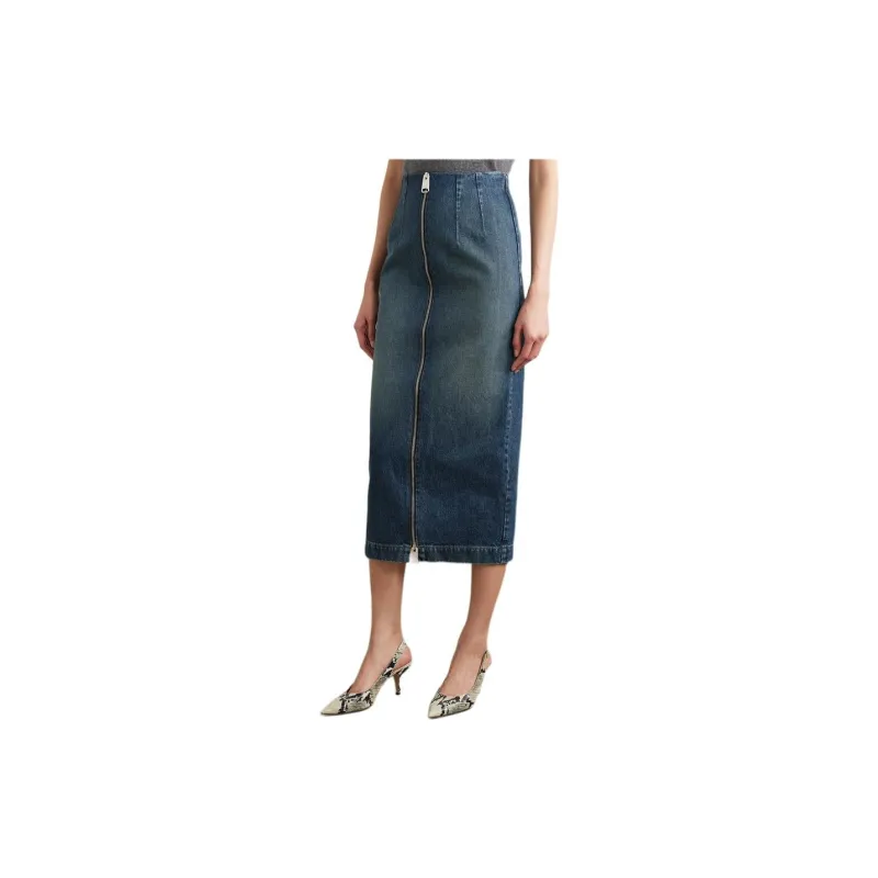 KHAITE SS24 Denim Long Skirts Women's Dark Blue-3