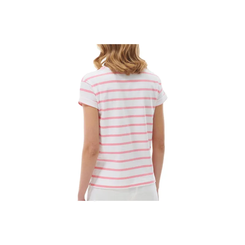 BARBOUR Otterburn Stripe T-Shirt T-Shirt Women's Pink White-3