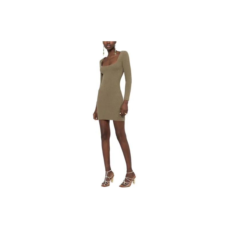 NANUSHKA Leah Square-Neck Slim-Cut Knitted Dress-3