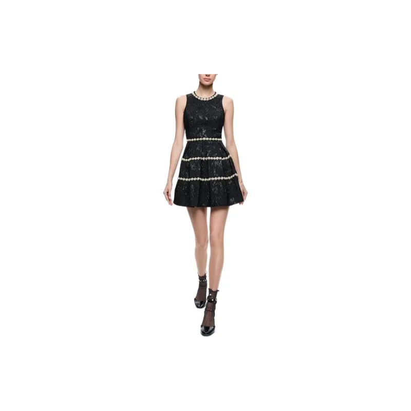 ALICE+OLIVIA FW24 ALISTAIR Sleeveless Dress Women's Black-3