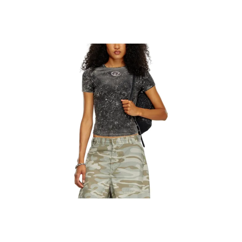 DIESEL T Uncuties Logo Plaque Bleached Effect T Shirt-1