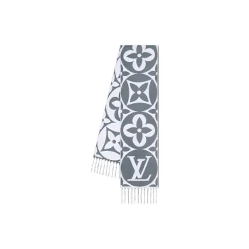 LOUIS VUITTON Sheep Wool Knit Scarves Women's Gray