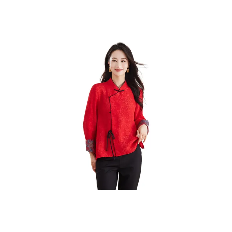 Yi Mengyuan Silk Shirt Women's Red-1