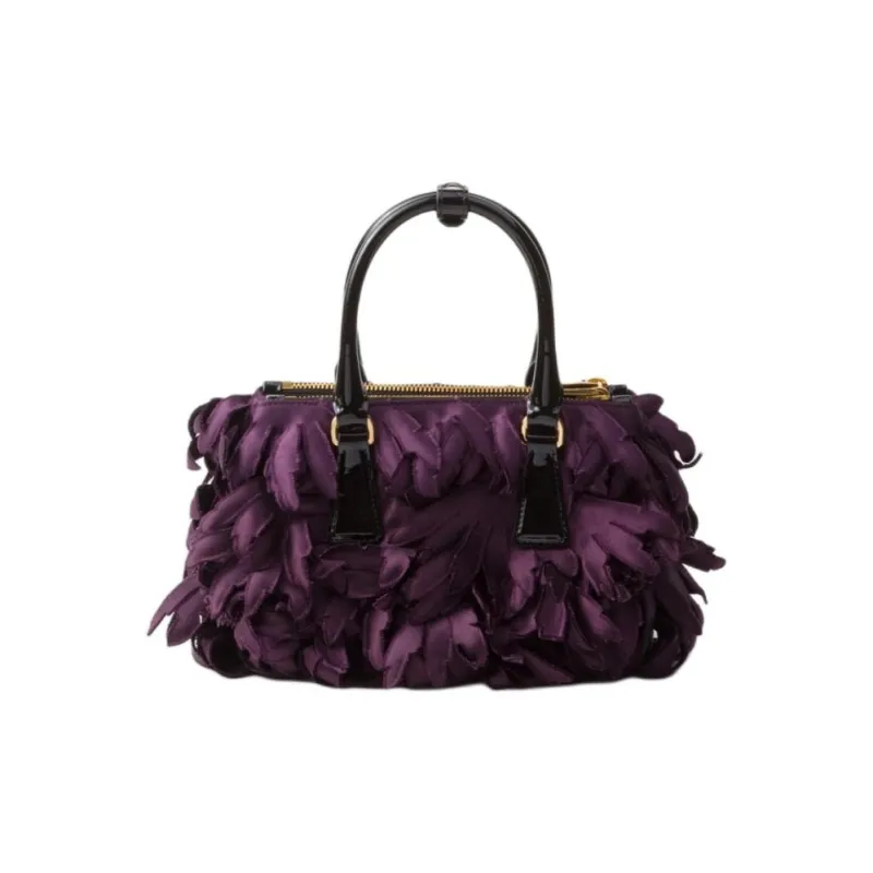 PRADA Galleria Killer Bag Fabric With Leather Shoulder Bag Crossbody Bag Handbag Mini Women's Plum Red & Black-3