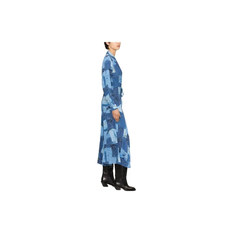 Rotate Long-Sleeved Dresses Women's Blue-3