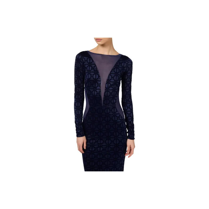 Elisabetta Franchi Red Carpet Tulle insert Flocked Dress-7