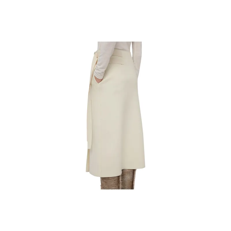 JIL SANDER Wrap design Wool Midi Skirt-3