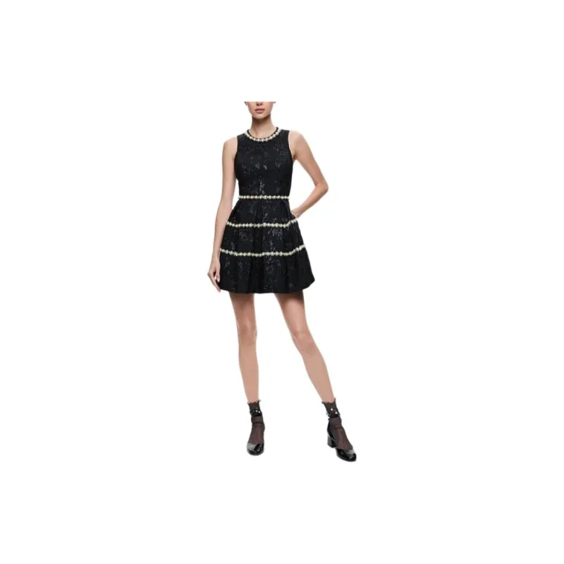ALICE+OLIVIA FW24 ALISTAIR Sleeveless Dress Women's Black-1