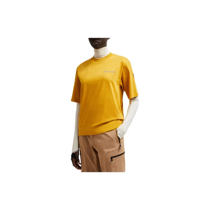 Moncler Grenoble Drop Shoulder Sleeve T Shirt Women's Yellow-1