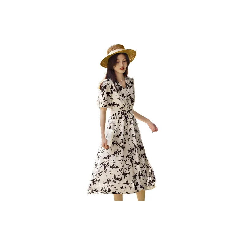 XWI Short Sleeved Dress Women's Thousand Beige Black-1