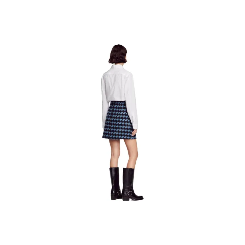Sandro Houndstooth Tweed Mini Skirt-1