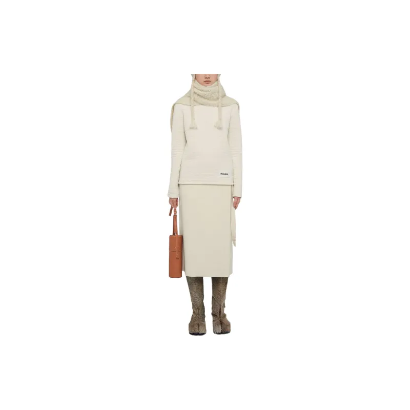 JIL SANDER Wrap design Wool Midi Skirt-1