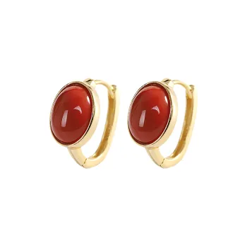 Xiaoyinjiang Agate Hoop Earrings Ear Cuff Earrings Women's