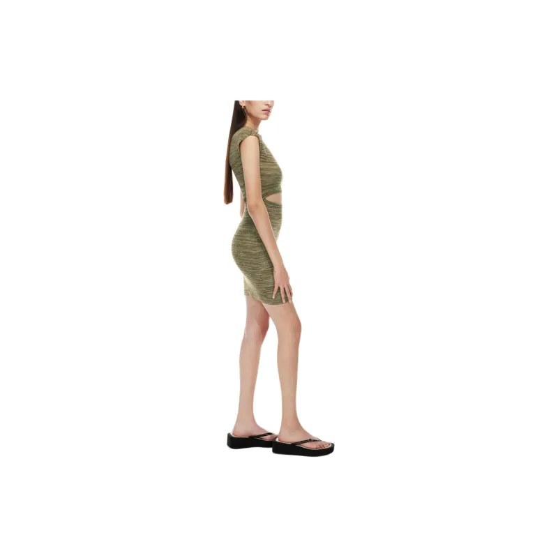 ARITZIA Wilfred Free Cut-Out Knit Mini Dress Short-Sleeved Dresses Women's Space Dye Shitake/Space Dye Mushroom-4