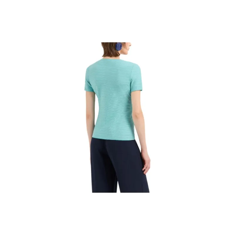 EMPORIO ARMANI Stretch Jersey Short sleeved Jumper With An Embossed Irregular Knit-3