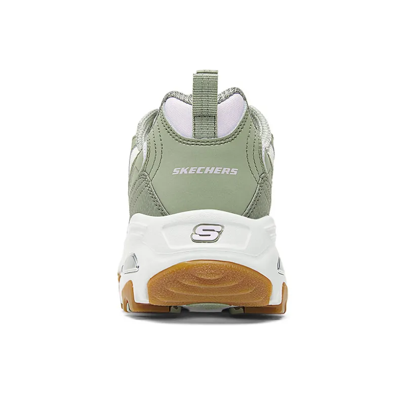 Skechers DLITES Anti Slip And Wear Resistant Breathable Low Top Casual Running Shoes Women's Green White-4