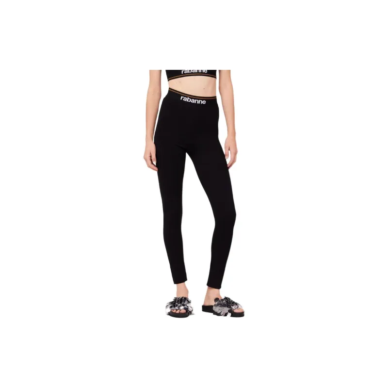 Paco Rabanne Logo Waistband Stretch Leggings-3
