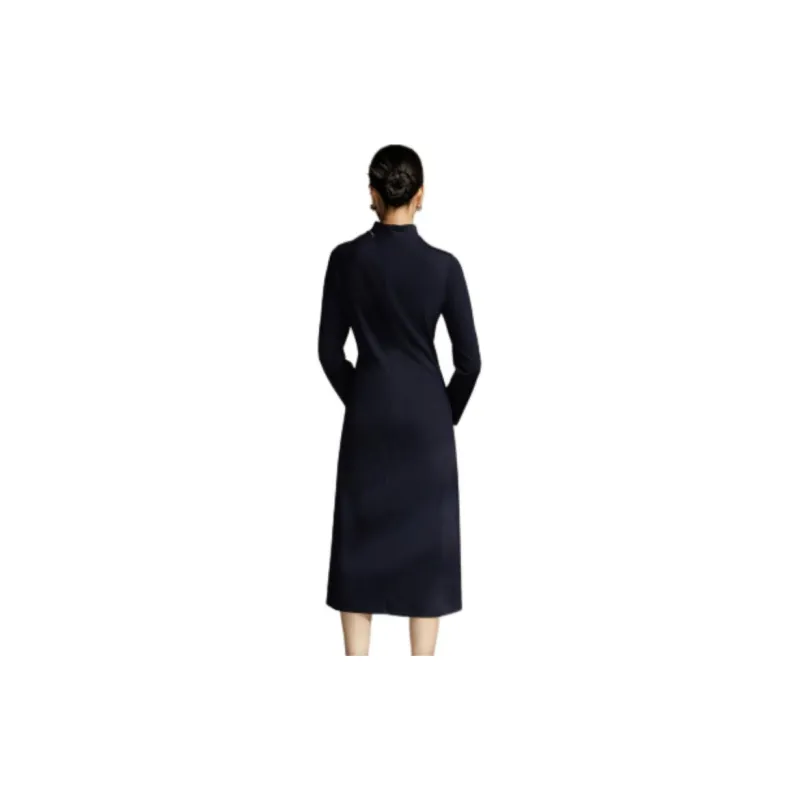 BBLLUUEE Long Sleeved Dress Women's Ink Blue-2