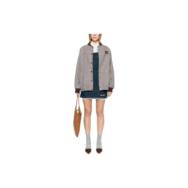 MIU MIU Logo-Appliqué Button-Up Bomber Jacket-1