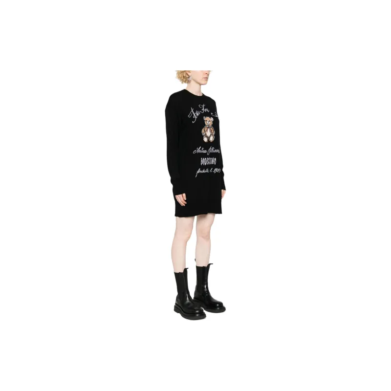 MOSCHINO Logo Intarsia Knit Dress-3