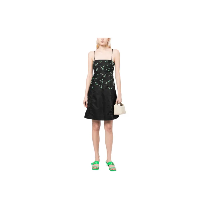GANNI Spaghetti-strap A-line Dress-2