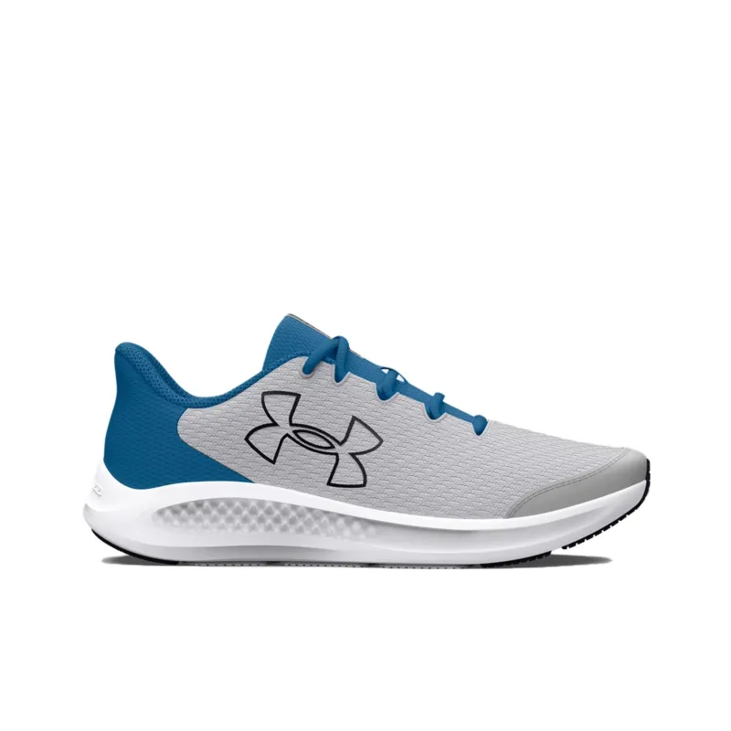 Under Armour Charged Pursuit 3 Slip-Resistant Cushioning Low-Top Kids' Running Shoes Gray Blue Teenagers-1