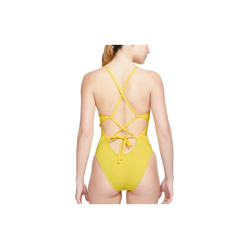 Nike Women's Lace-Up Tie-Back One-Piece Swimsuit One-piece Swimsuit Women's Yellow-3
