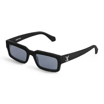 LOUIS VUITTON Acetate Metal Rectangular Sunglasses Unisex Black