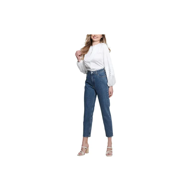 GUESS Tina Woven Blouse Shirt Women's White-1