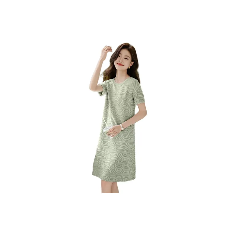 Mo Han Yi Mei Short Sleeved Dress Women's Pea Green-0