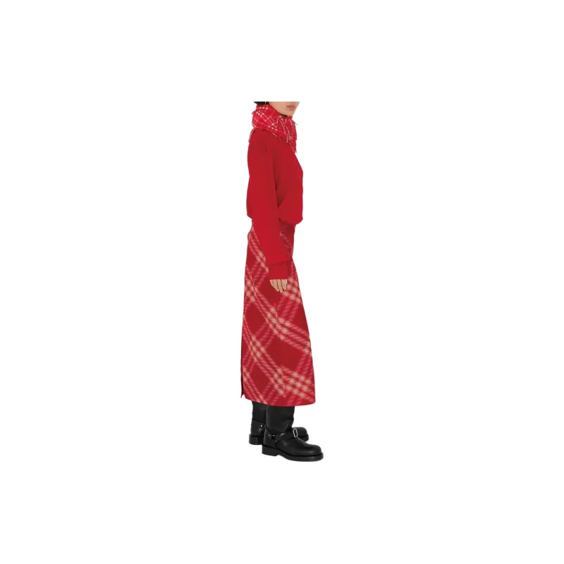 Burberry Casual Long Skirts Women's Red-3