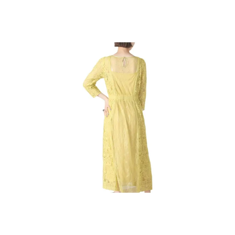Beams Long Sleeved Dresses Women's Yellow-2
