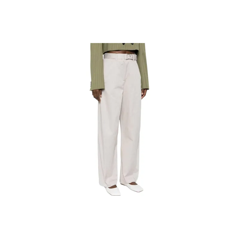 MSGM High Waist Wide Leg Belted Twill Trousers-3