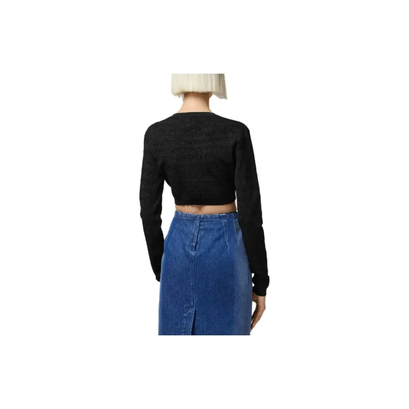 VERSACE Button Up Cropped Knitted Cardigan-3