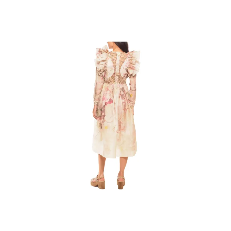 Zimmermann FW23 Long Sleeved Dress Women's Beige-2