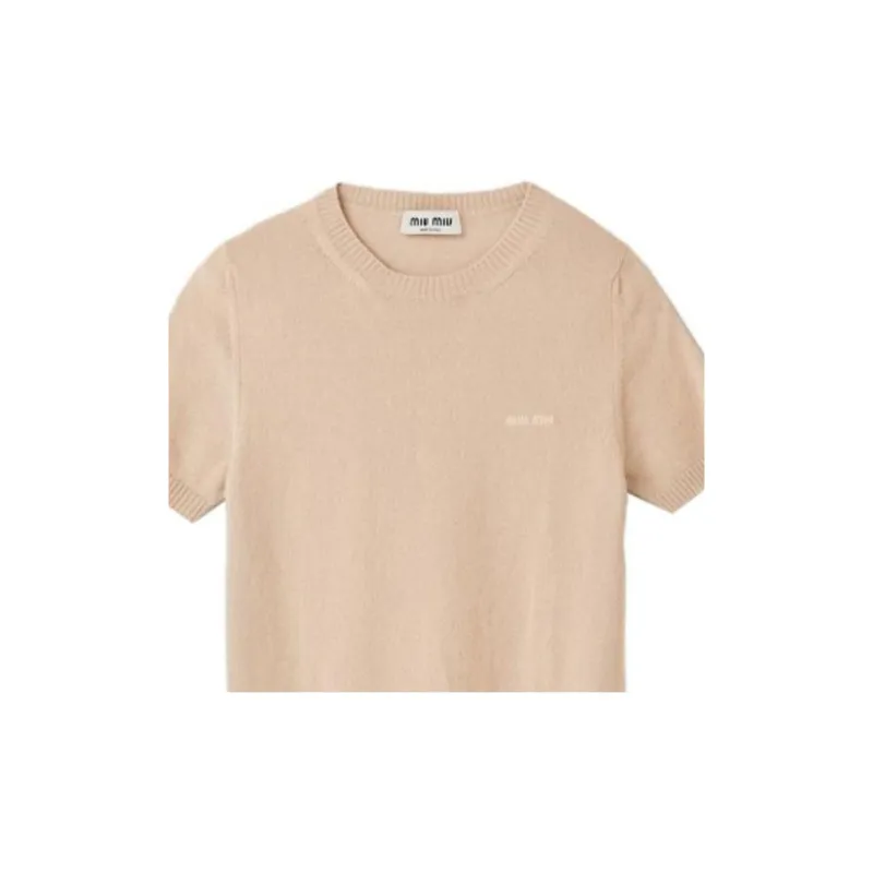 MIU MIU Logo intarsia Cashmere Top-5
