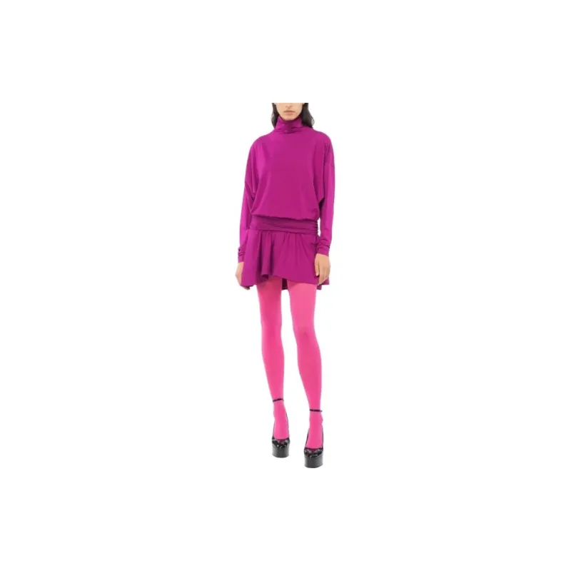 PINKO Mini Abito Dolcevita Jersey Fluido Long Sleeved Dress Women's Purple-2