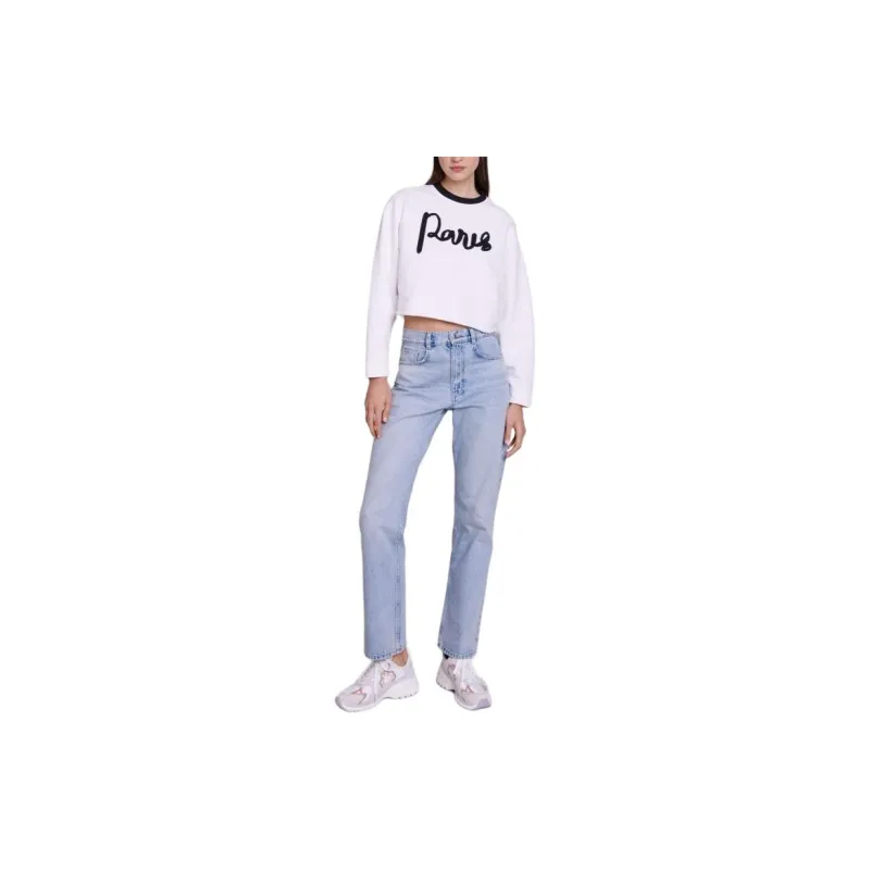 Maje Contrasting-neck Cropped Sweatshirt-3