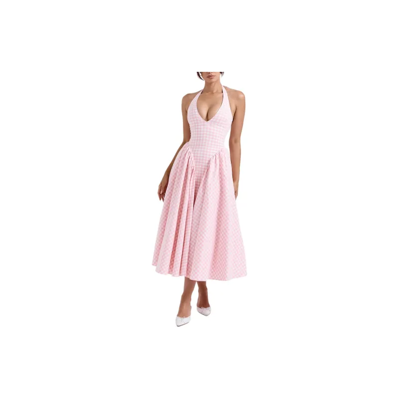 HOUSE OF CB Marilyn Slip Dress Women's Strawberry/Cream Strawberry-3
