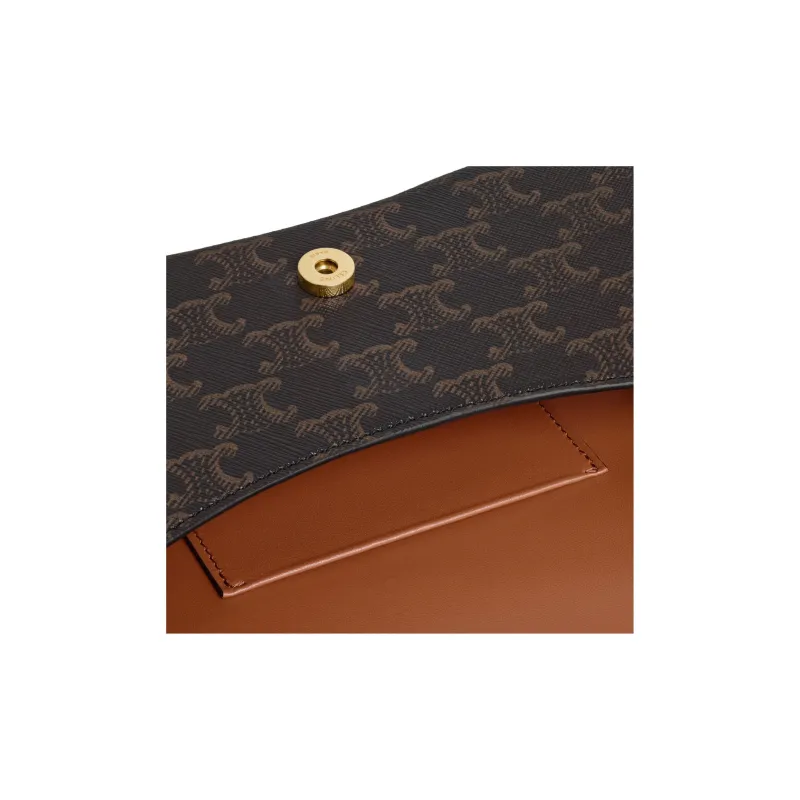 CELINE Logo Print Cow Leather Shoulder Bag, Crossbody Bag, Handbag Women's Tawny-3