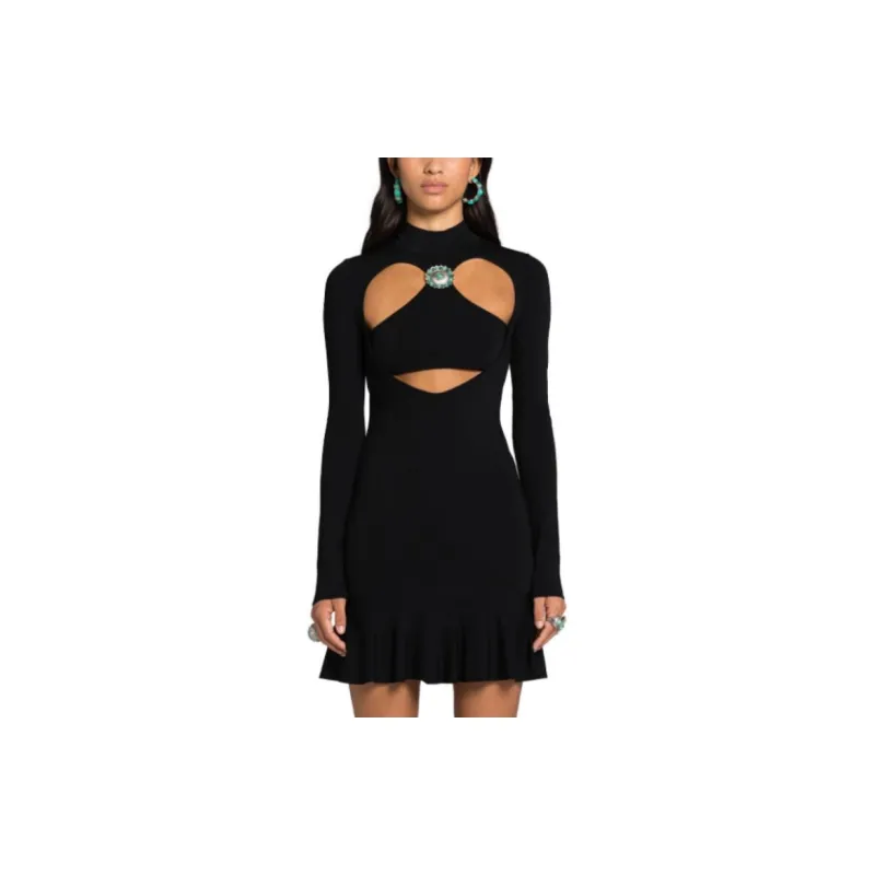 Roberto Cavalli Cut out Ruffled hem Mini Dress-3