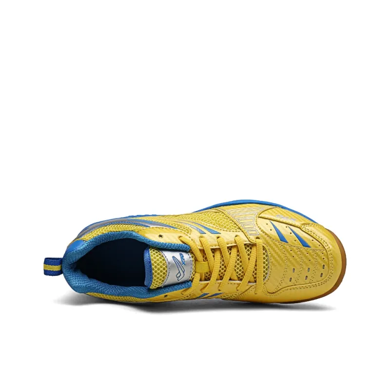 XPD Anti Slip Wear Resistant Breathable Rebound Low Top Badminton Shoes Unisex Yellow Blue-3