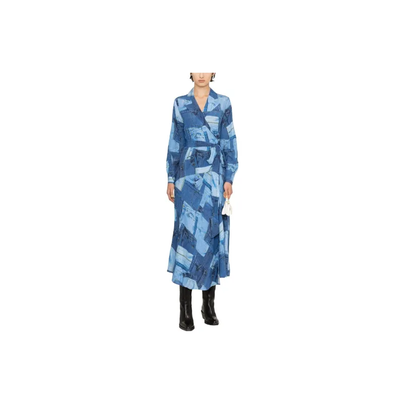 Rotate Long-Sleeved Dresses Women's Blue-1